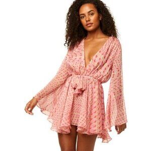 New Misa Los Angeles Kaia Dress Womens XS Septima Geo Mini Semi Sheer Chiffon